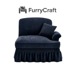 Single Seater Chenille Sofa with Removable Skirt and Pillow